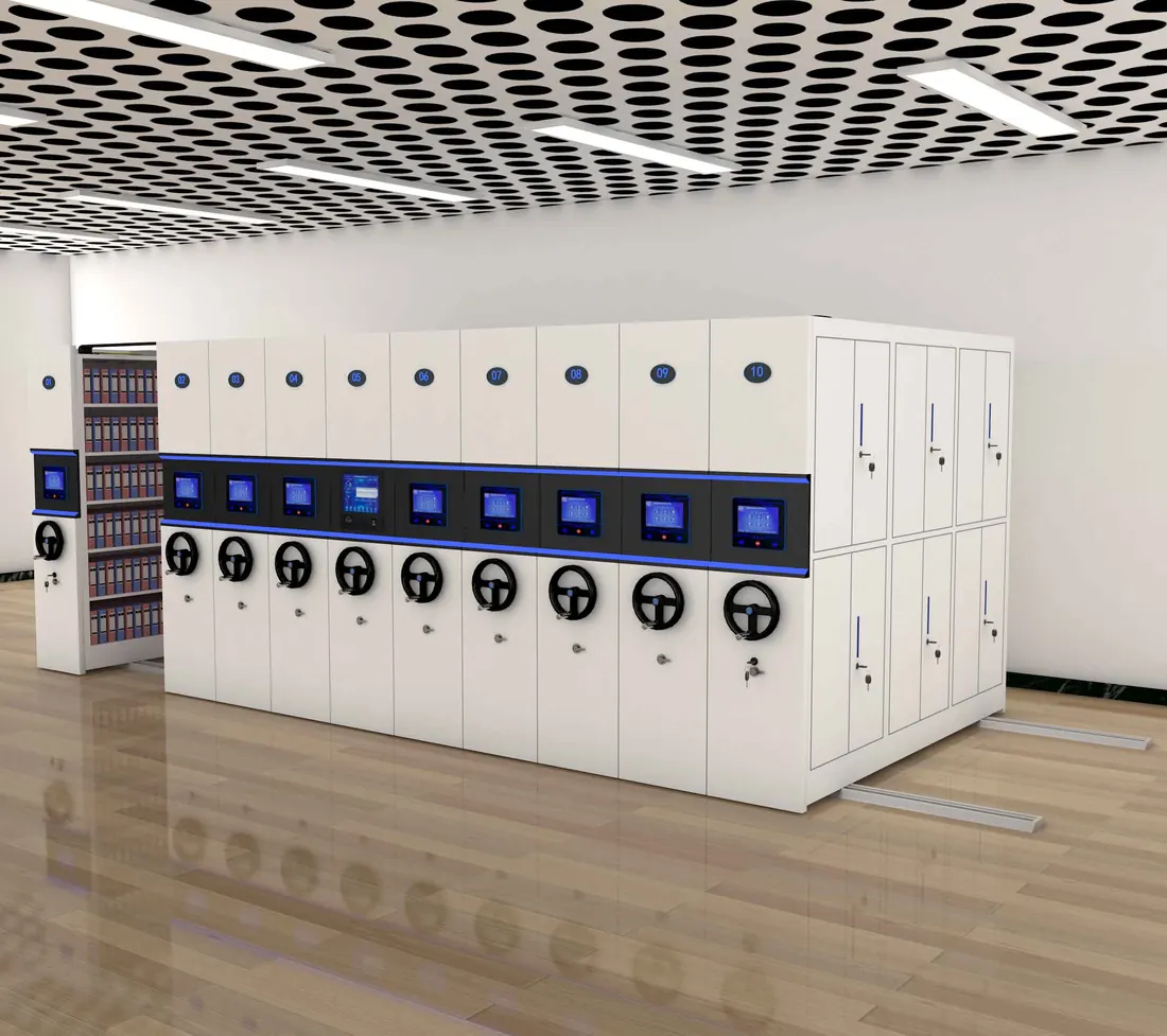 Touchscreen smart compactor shelving