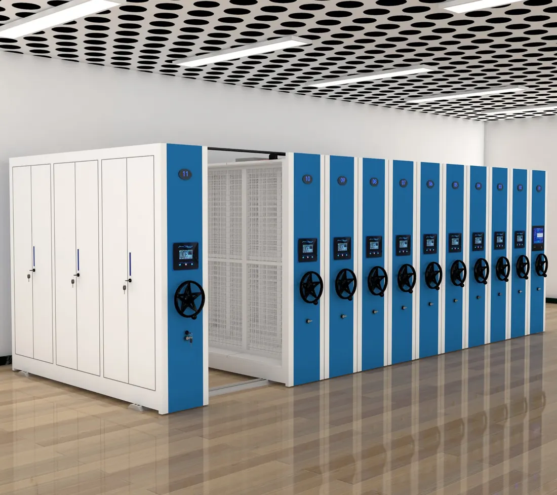 Color-block custom compactor shelving